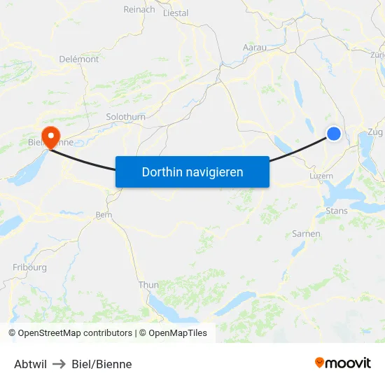 Abtwil to Biel/Bienne map