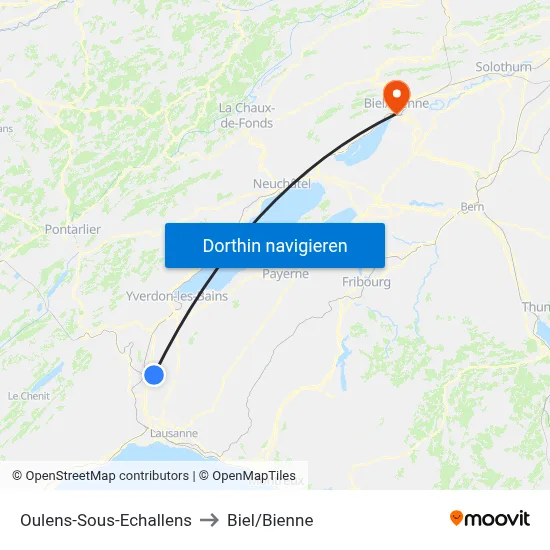 Oulens-Sous-Echallens to Biel/Bienne map