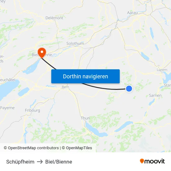 Schüpfheim to Biel/Bienne map