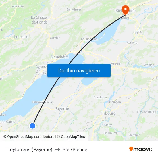Treytorrens (Payerne) to Biel/Bienne map