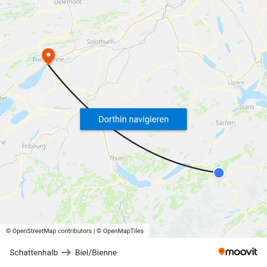 Schattenhalb to Biel/Bienne map