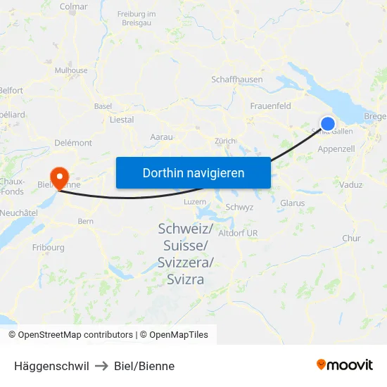 Häggenschwil to Biel/Bienne map