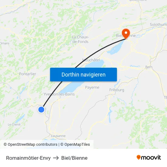 Romainmôtier-Envy to Biel/Bienne map