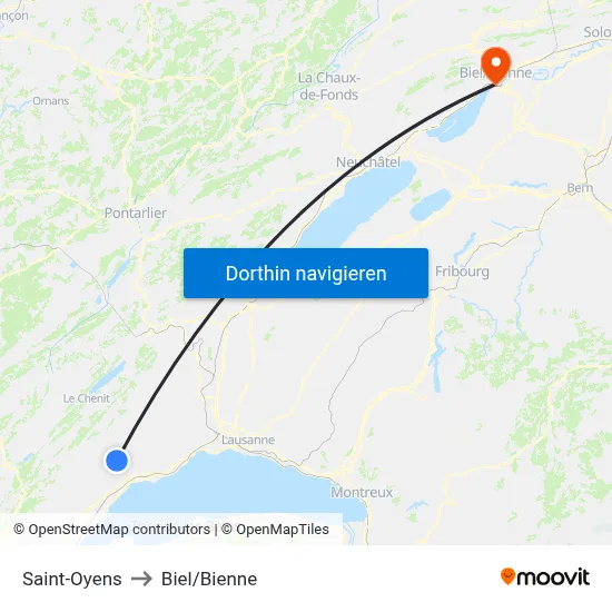 Saint-Oyens to Biel/Bienne map