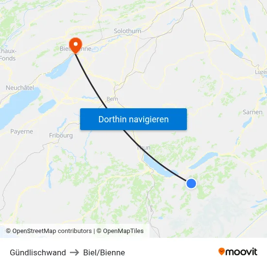 Gündlischwand to Biel/Bienne map