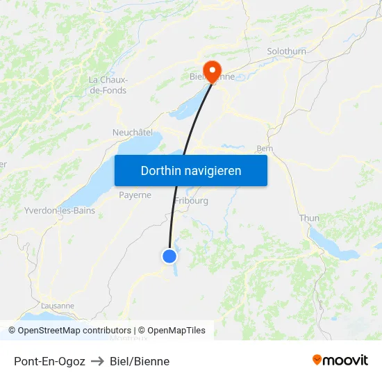 Pont-En-Ogoz to Biel/Bienne map