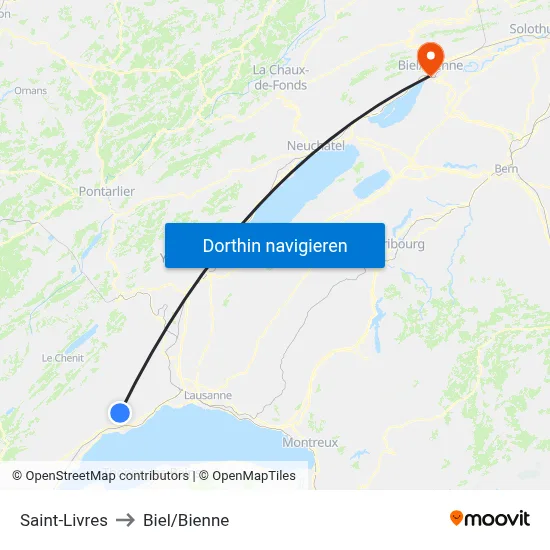 Saint-Livres to Biel/Bienne map