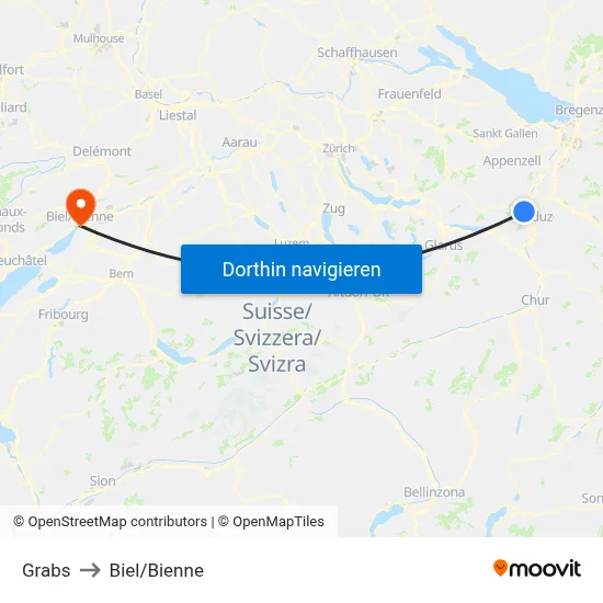 Grabs to Biel/Bienne map