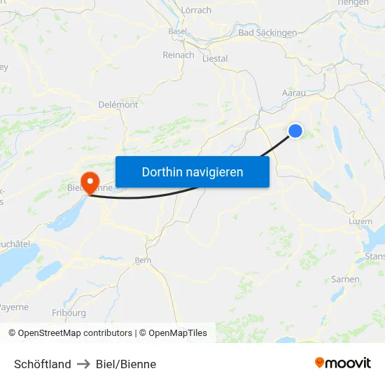 Schöftland to Biel/Bienne map