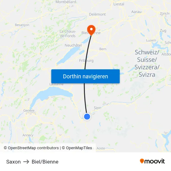 Saxon to Biel/Bienne map