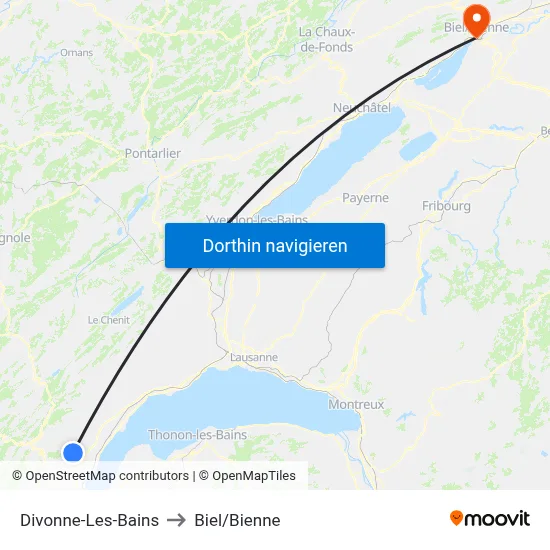 Divonne-Les-Bains to Biel/Bienne map