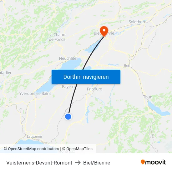 Vuisternens-Devant-Romont to Biel/Bienne map