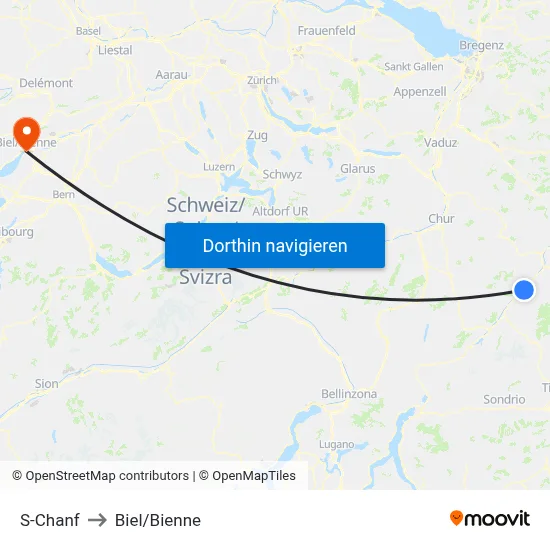 S-Chanf to Biel/Bienne map
