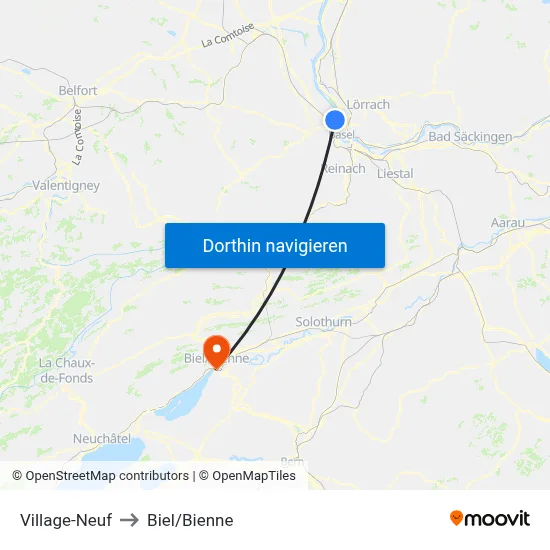 Village-Neuf to Biel/Bienne map