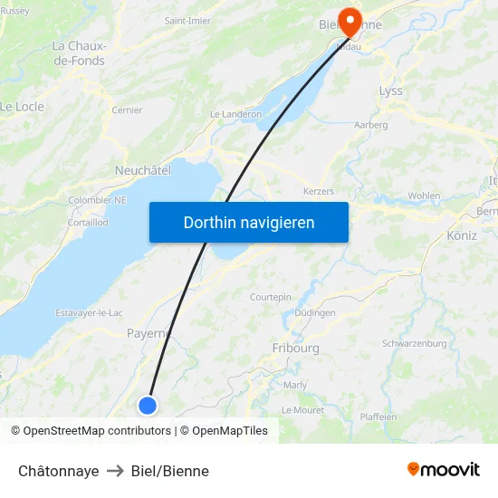 Châtonnaye to Biel/Bienne map