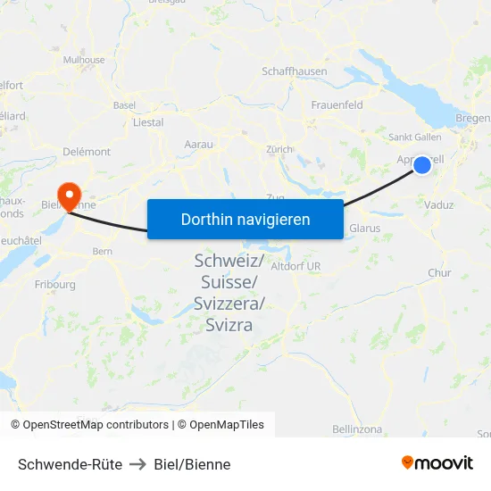 Schwende-Rüte to Biel/Bienne map