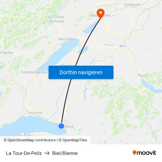 La Tour-De-Peilz to Biel/Bienne map