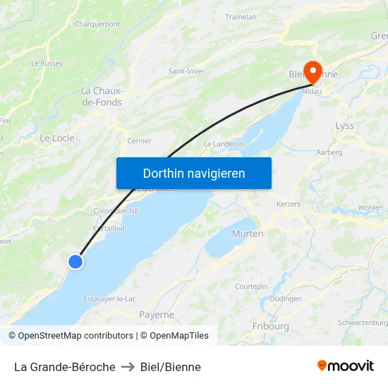 La Grande-Béroche to Biel/Bienne map