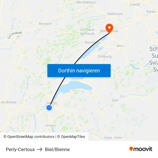 Perly-Certoux to Biel/Bienne map
