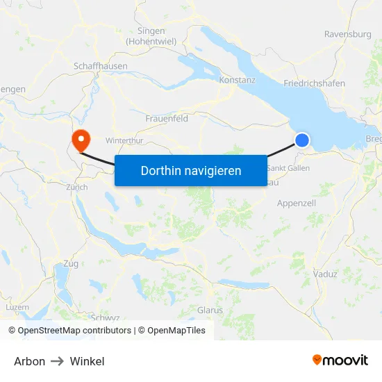 Arbon to Winkel map
