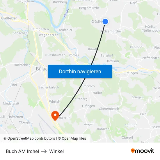 Buch AM Irchel to Winkel map