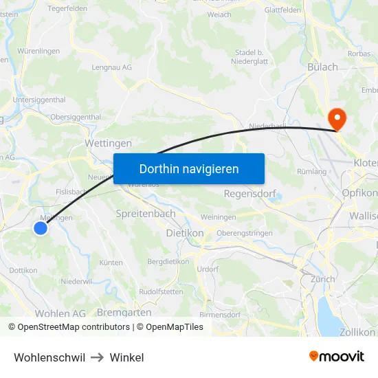 Wohlenschwil to Winkel map