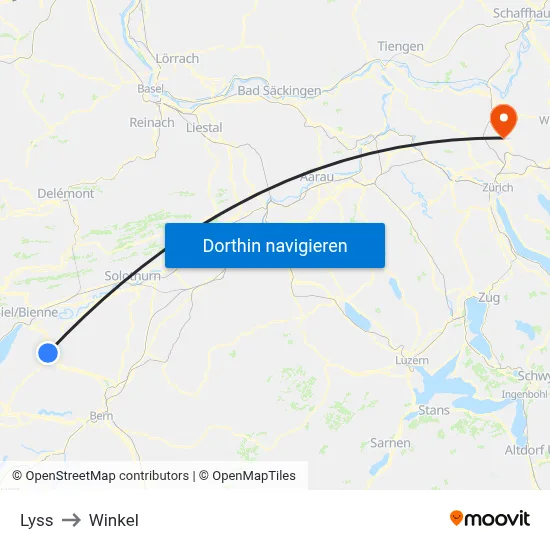 Lyss to Winkel map