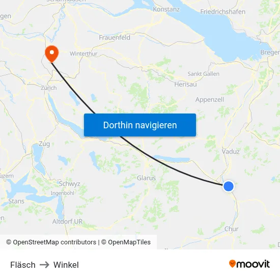 Fläsch to Winkel map