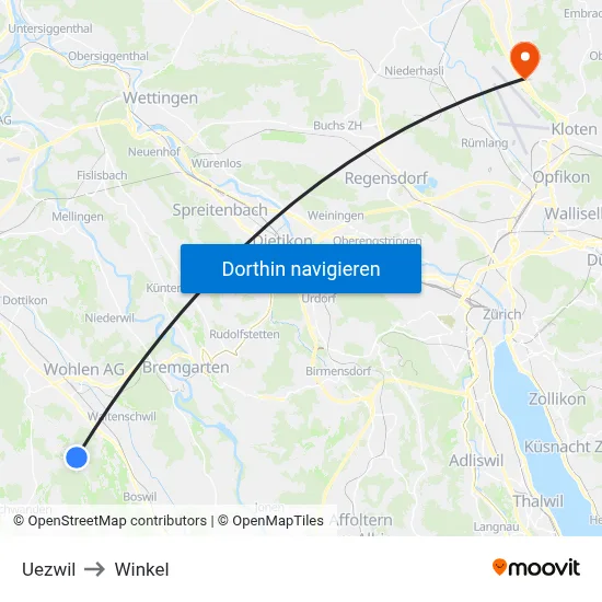 Uezwil to Winkel map