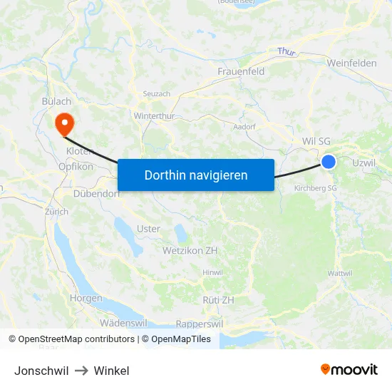 Jonschwil to Winkel map