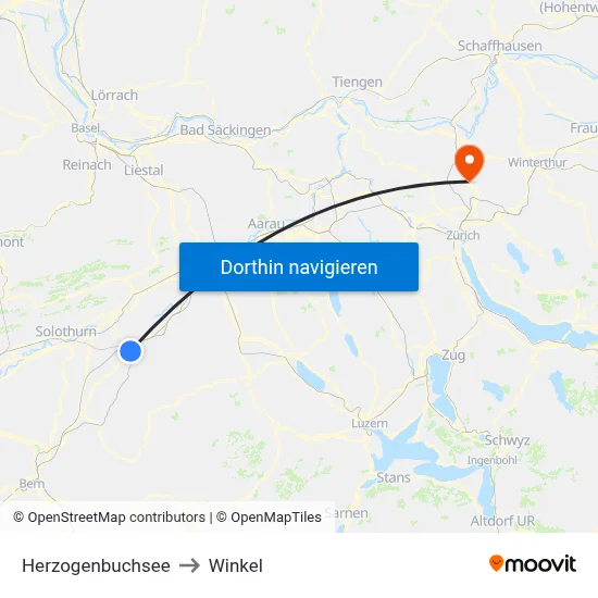 Herzogenbuchsee to Winkel map
