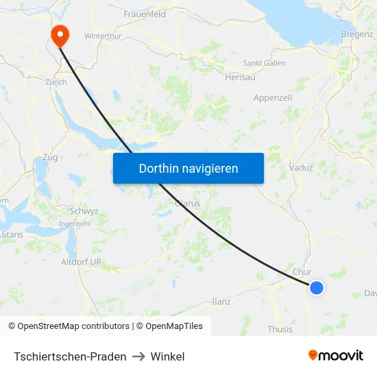 Tschiertschen-Praden to Winkel map