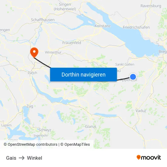 Gais to Winkel map
