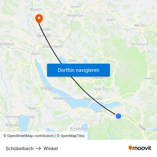 Schübelbach to Winkel map