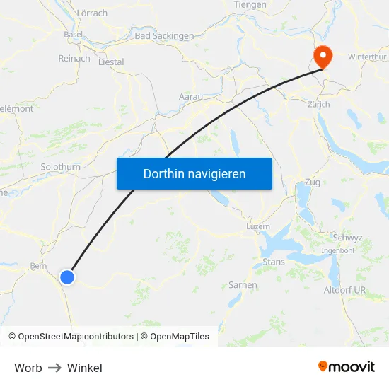 Worb to Winkel map