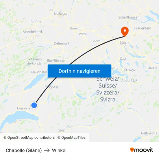 Chapelle (Glâne) to Winkel map