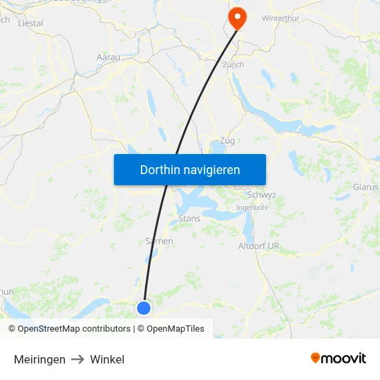 Meiringen to Winkel map