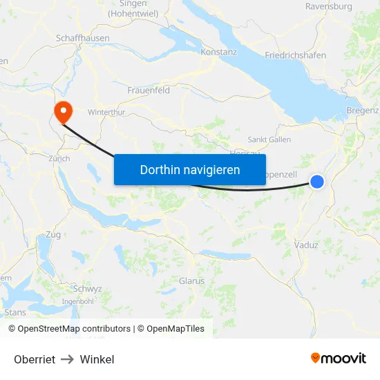 Oberriet to Winkel map