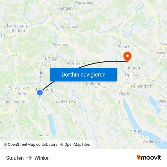 Staufen to Winkel map