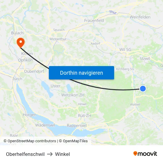 Oberhelfenschwil to Winkel map