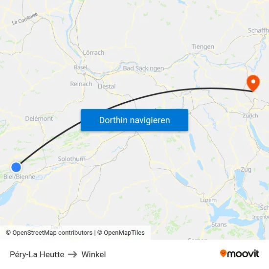 Péry-La Heutte to Winkel map