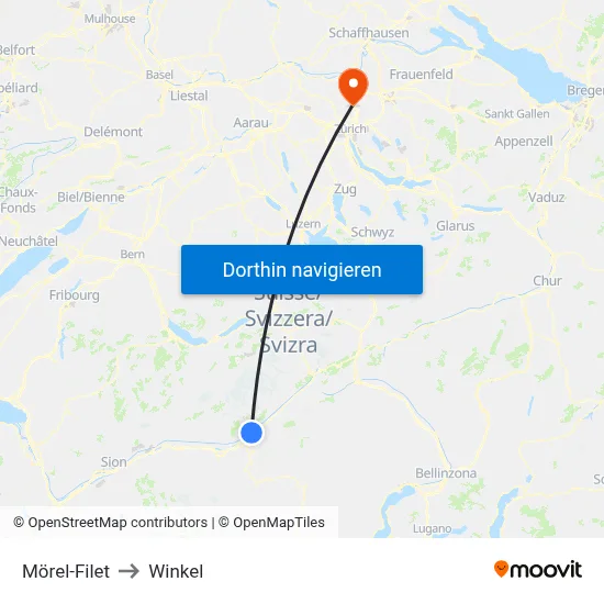 Mörel-Filet to Winkel map