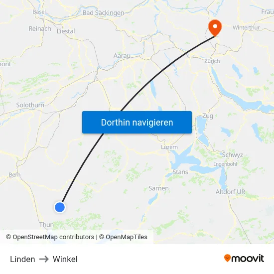 Linden to Winkel map