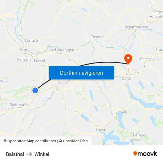 Balsthal to Winkel map