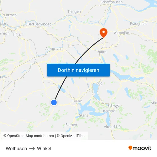 Wolhusen to Winkel map