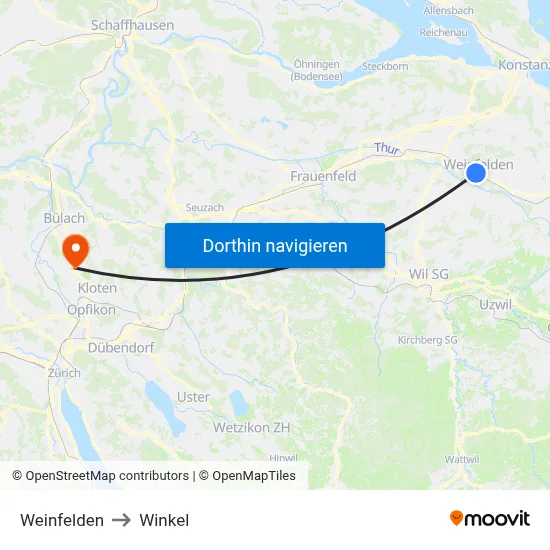 Weinfelden to Winkel map