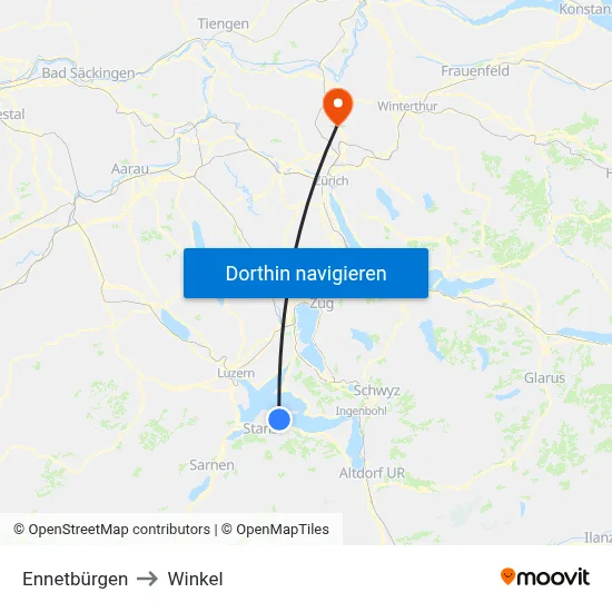 Ennetbürgen to Winkel map