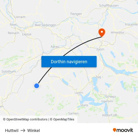 Huttwil to Winkel map
