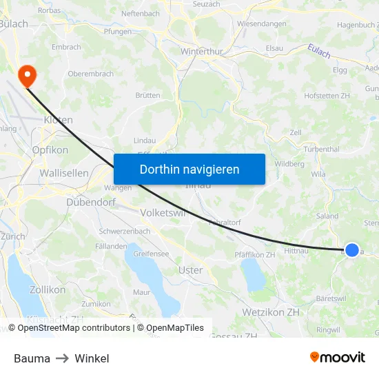 Bauma to Winkel map