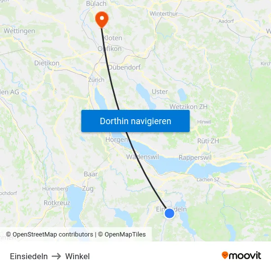 Einsiedeln to Winkel map